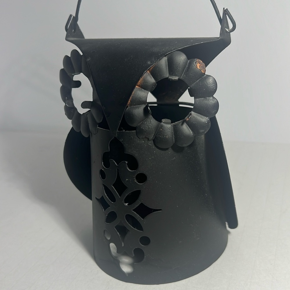 Owl Lantern - Decoration Matte Finish Black, VINTAGE Hong Kong. Big Eyes!
